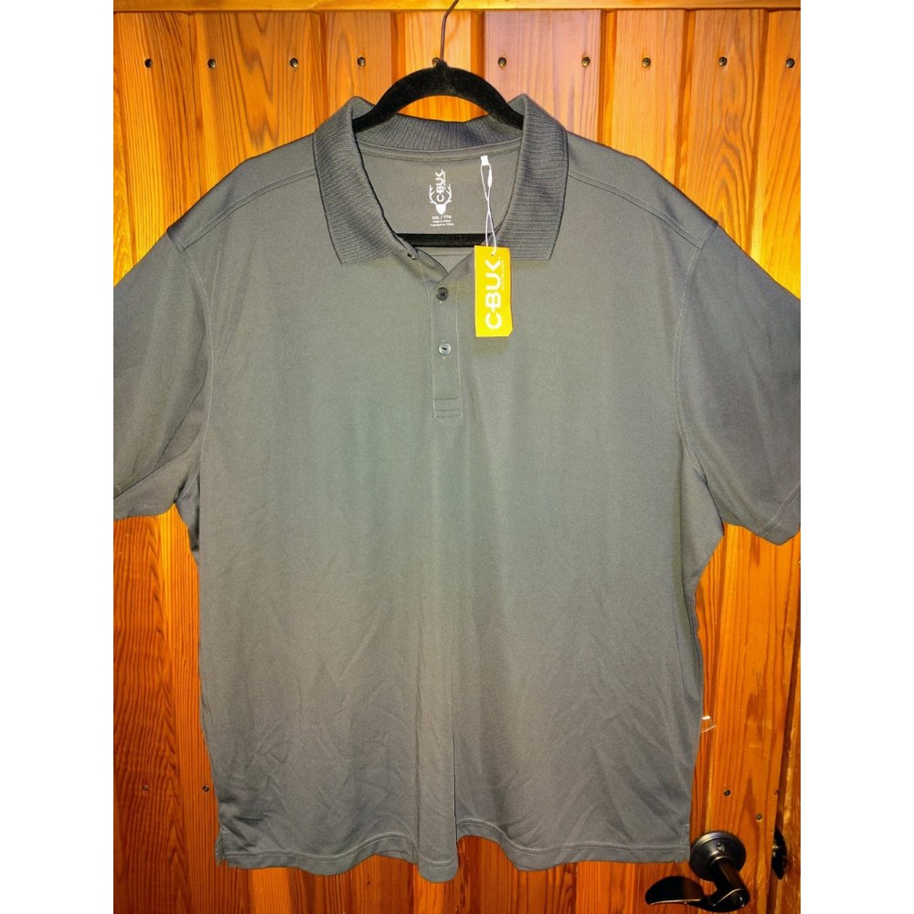 Men’s XXL C-BUK Performance Polo Shirt Black Short Sleeve Golf NWT